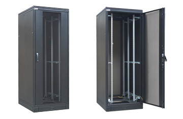 Szafa SZB SE 42 U, 800 x 1000 mm, kolor RAL 9005, drzwi przednie i tylne z blaszane z perforacj typu C o przewicie 80%
