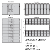 Przyk�adowe wykonanie serwerowni ZPAS Data Center sk�adaj�cej si� z 16 szaf SZB SE 47 U, 600x1000 mm