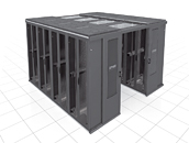 Przyk�adowe wykonanie serwerowni ZPAS Data Center sk�adaj�cej si� z 8 szaf SZB SE 47 U, 800x1000 mm